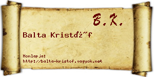 Balta Kristóf névjegykártya